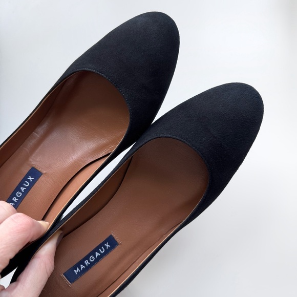 Margaux The Heel Suede Pumps Block Heel Almond Toe Work Office Minimal - Picture 6 of 15